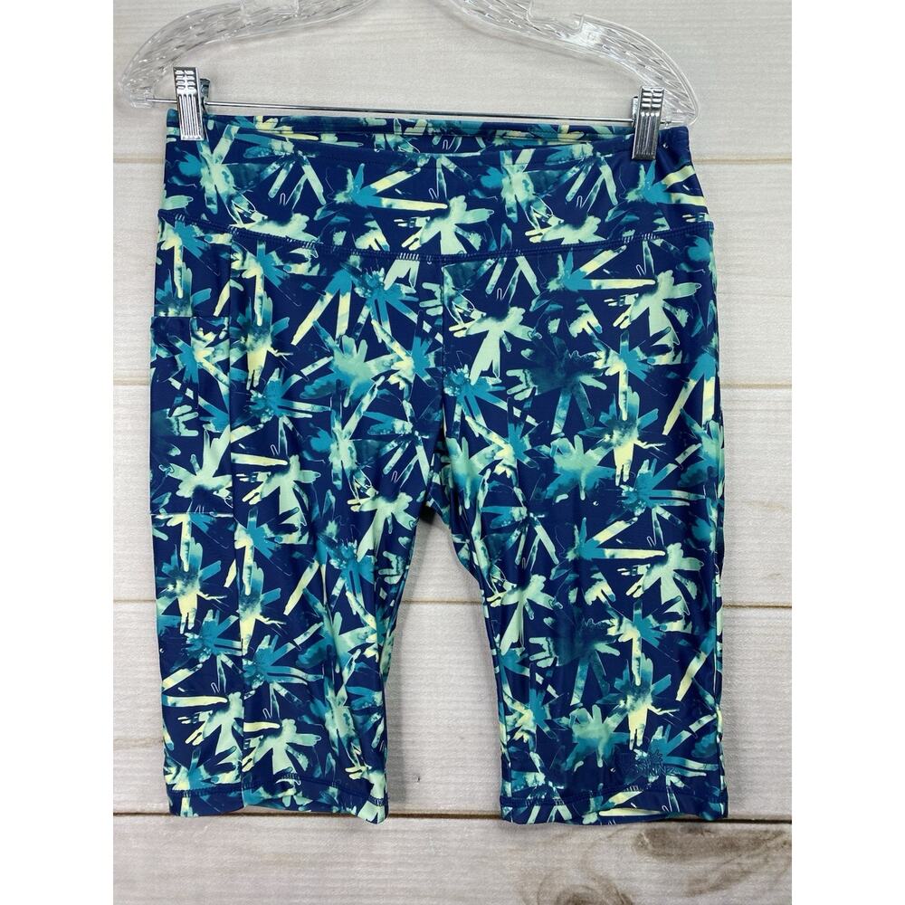 UV Skinz Swim Capri Shorts Leggings Womens M Blue UPF 50+ Black Tropical Beach